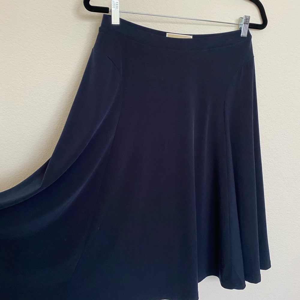 MICHAEL KORS midi navy skirt flair stretchy vintage trending - Picture 4 of 6